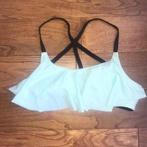 PINK Flounce Mint Blue Bikini Swim Top
